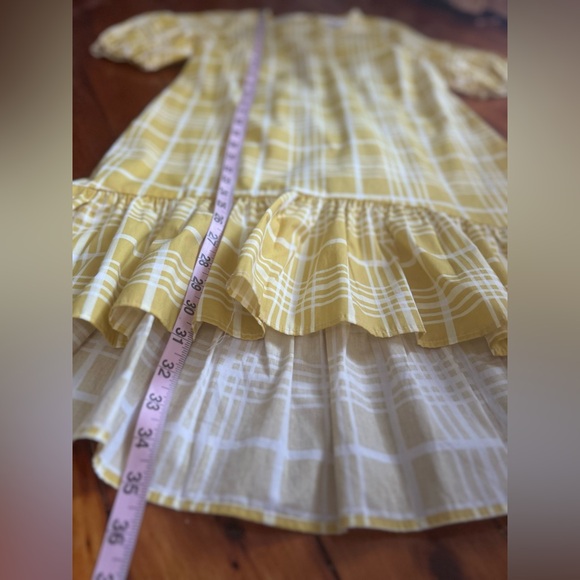 Topshop Yellow Check Mini Poplin Dress Size 4P - Picture 7 of 10